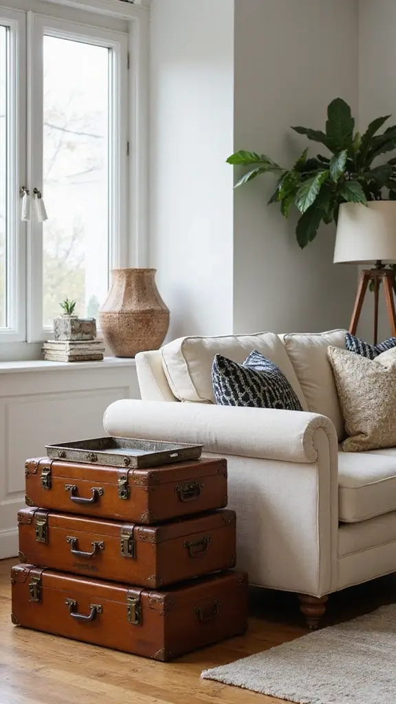 50 Cheap DIY Home Decor Ideas That Look High-End - 1. Vintage Suitcase Table