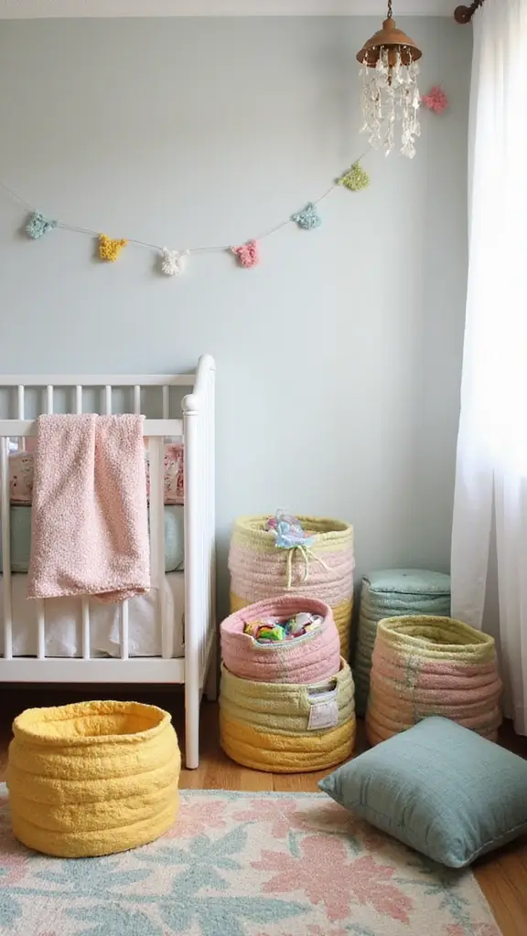 50 Cheap DIY Home Decor Ideas That Look High-End - 24. Fabric Basket Storage