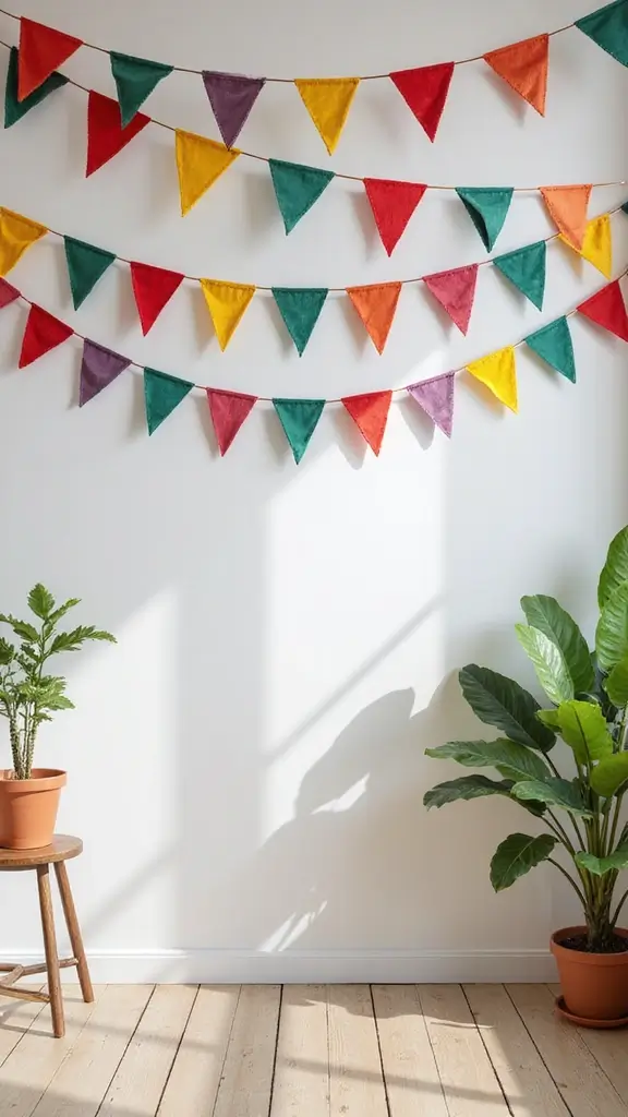 50 Cheap DIY Home Decor Ideas That Look High-End - 36. Colorful Fabric Wall Banners