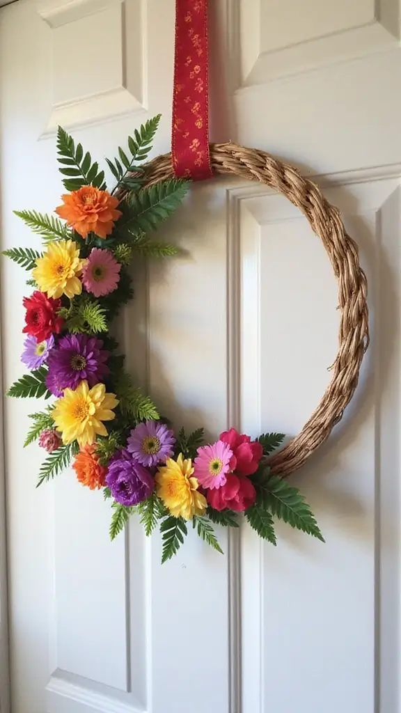 50 Cheap DIY Home Decor Ideas That Look High-End - 43. DIY Hula Hoop Wreath