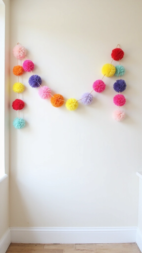 50 Cheap DIY Home Decor Ideas That Look High-End - 47. DIY Pom-pom Garland