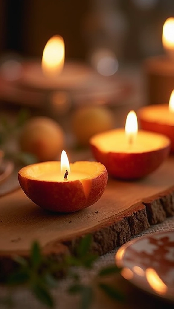 50 Diwali Home Decor Ideas That Light Up Every Corner - 17. Candles in Fruit Shells