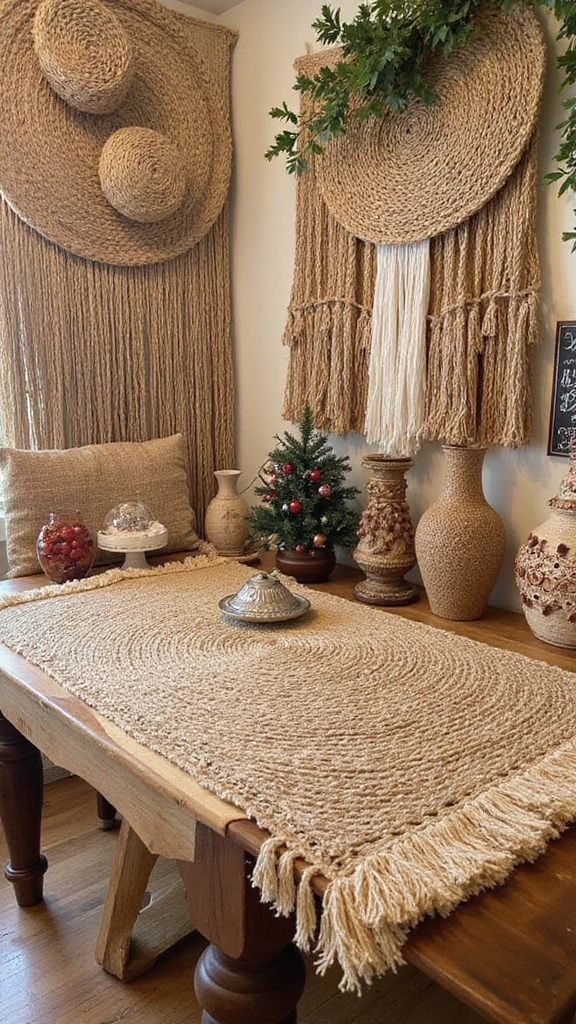 50 Diwali Home Decor Ideas That Light Up Every Corner - 37. Jute and Hemp Decorations
