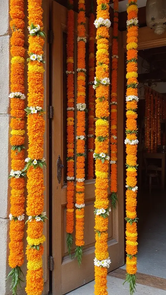 50 Diwali Home Decor Ideas That Light Up Every Corner - 9. Floral Strings