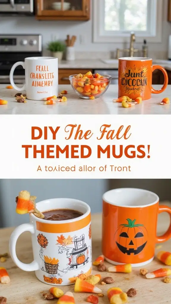 50 Fall Decor Ideas for the Home Farmhouse Vibes on a Budget - 18. DIY Fall Mugs