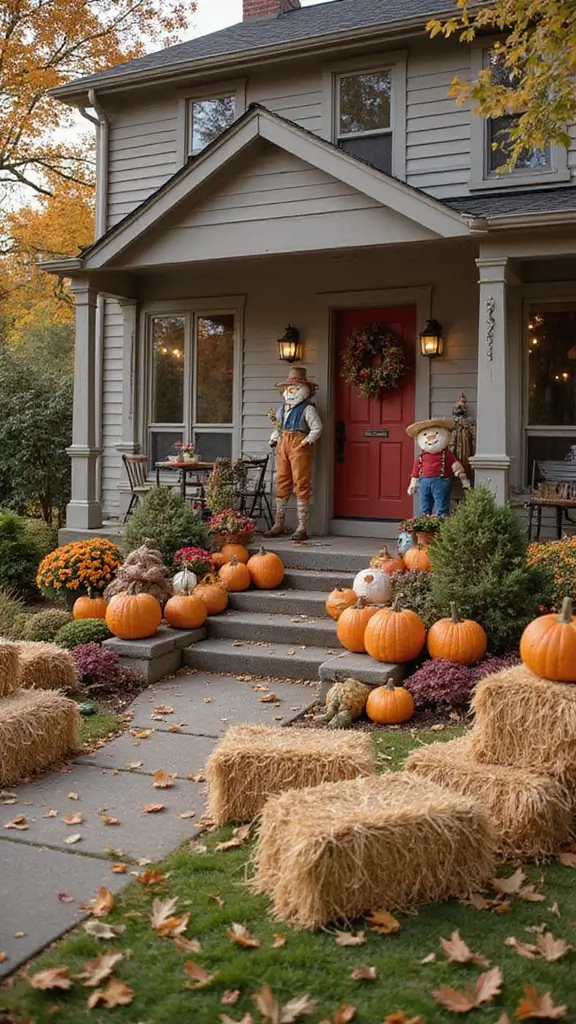 50 Fall Decor Ideas for the Home Farmhouse Vibes on a Budget - 48. Seasonal Yard Decor