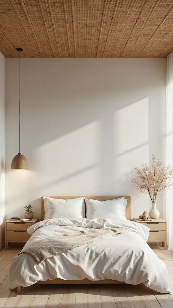 50 False Ceiling Design for Bedroom Ideas You’ll Adore - 1. Minimalist Bamboo Ceilings