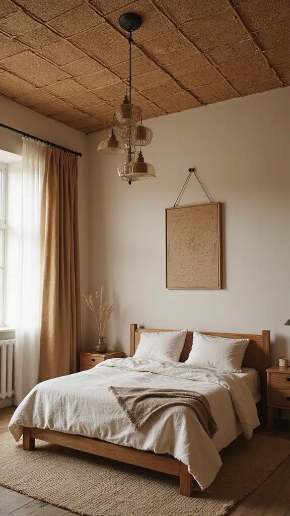 50 False Ceiling Design for Bedroom Ideas You’ll Adore - 14. Natural Fiber Panels