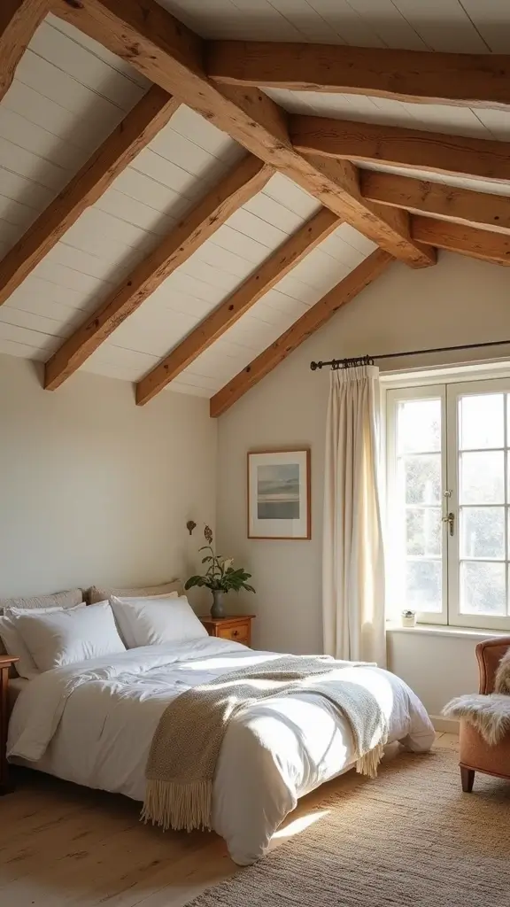 50 False Ceiling Design for Bedroom Ideas You’ll Adore - 19. Painted Wood Beams
