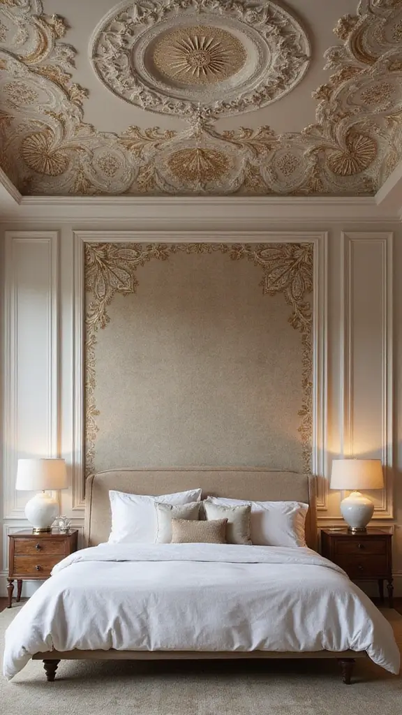 50 False Ceiling Design for Bedroom Ideas You’ll Adore - 20. Textured Wallpaper Ceilings