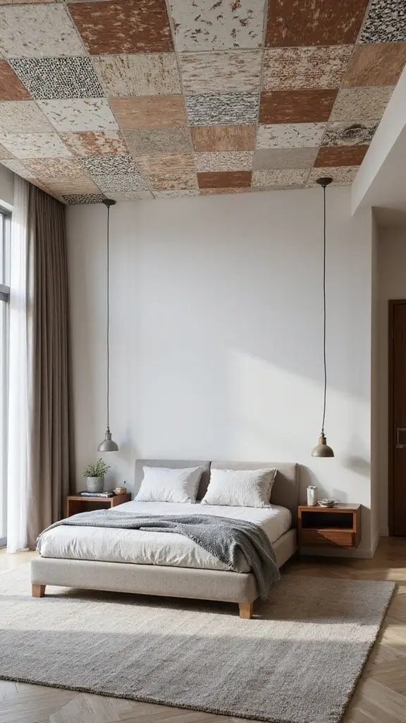50 False Ceiling Design for Bedroom Ideas You’ll Adore - 28. Vinyl Ceiling Tiles
