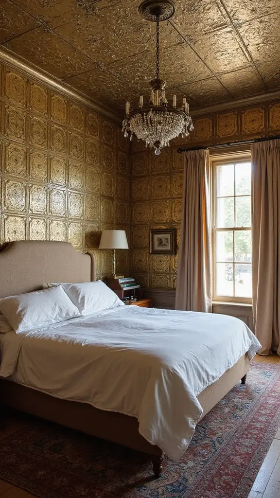 50 False Ceiling Design for Bedroom Ideas You’ll Adore - 29. Vintage Tin Ceiling Tiles