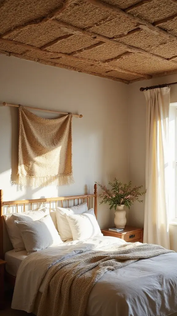 50 False Ceiling Design for Bedroom Ideas You’ll Adore - 31. Soft Woven Textiles