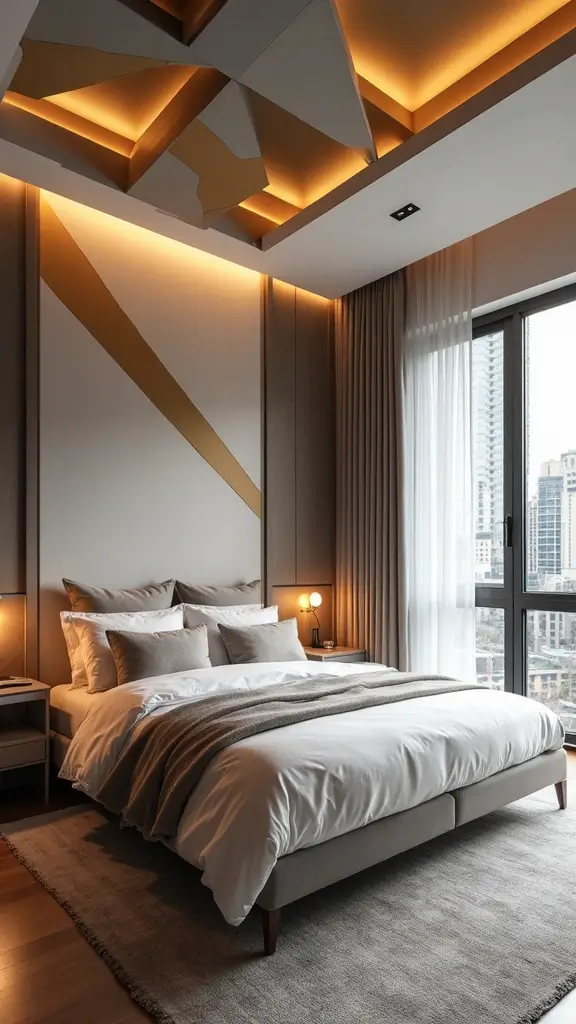 50 False Ceiling Design for Bedroom Ideas You’ll Adore - 4. Geometric Patterns