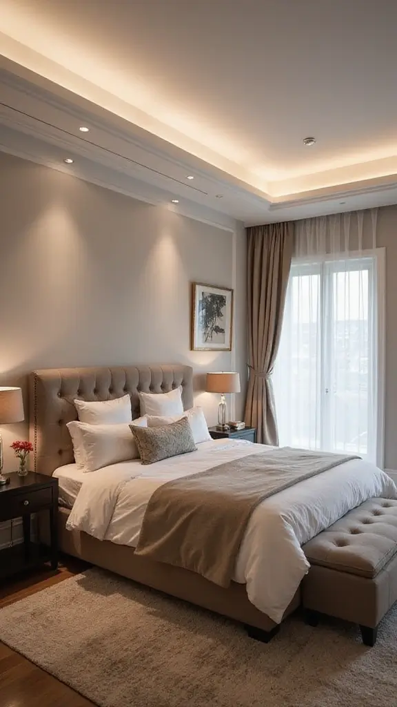 50 False Ceiling Design for Bedroom Ideas You’ll Adore - 40. Stylish Cove Lighting