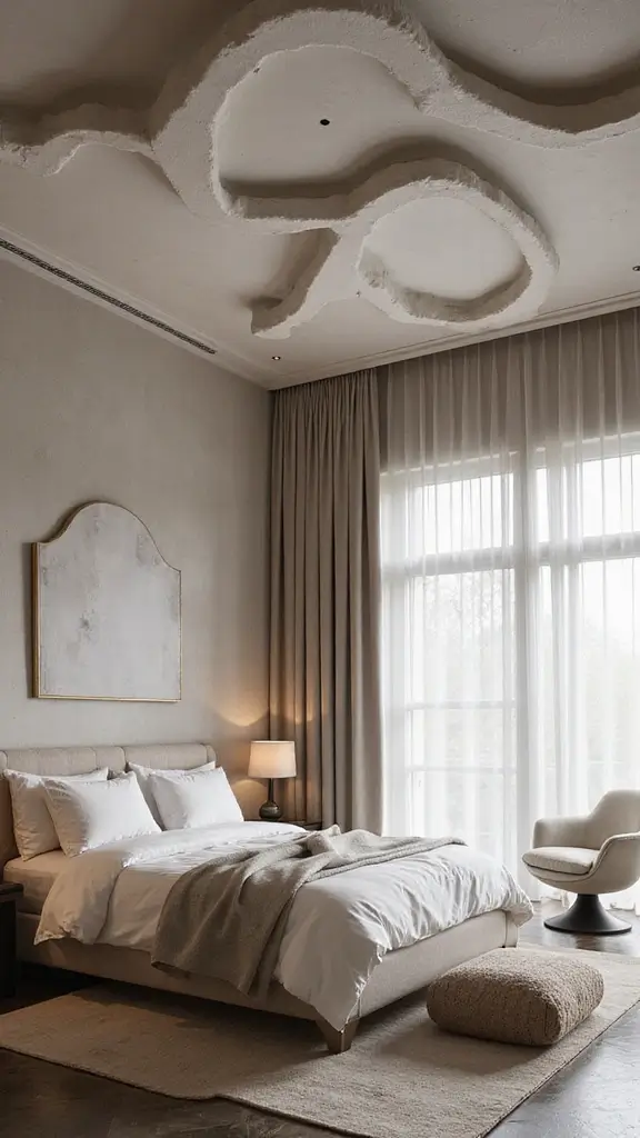 50 False Ceiling Design for Bedroom Ideas You’ll Adore - 47. Artistic Sculptural Elements