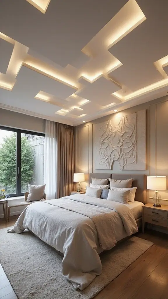50 False Ceiling Design for Bedroom Ideas You’ll Adore - 9. 3D Wall Panels