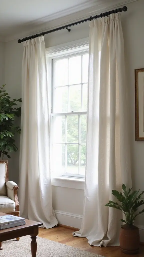 50 Home Decor Ideas Living Room Farmhouse Charm You’ll Adore - 16. Farmhouse-Style Curtains