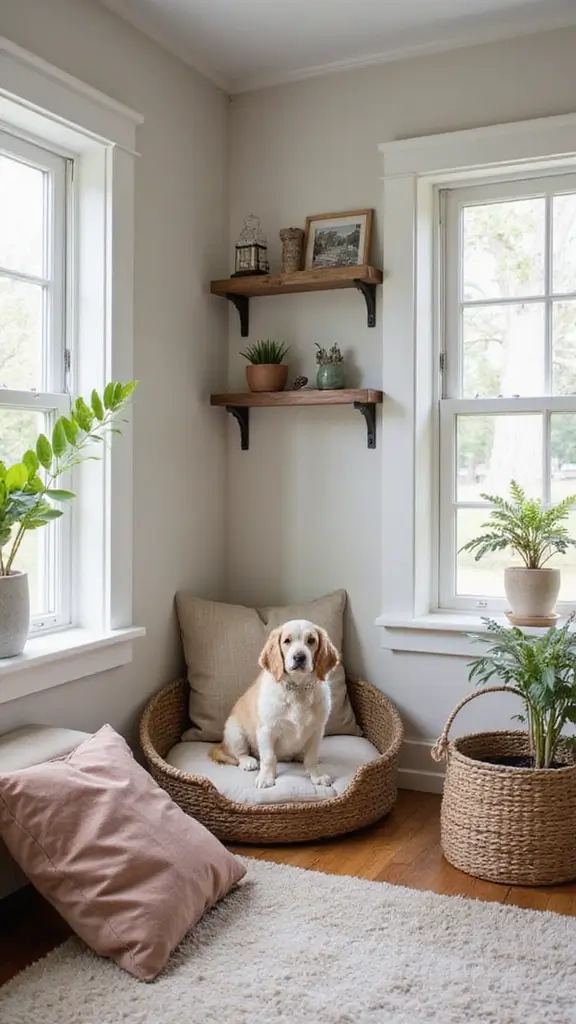 50 Home Decor Ideas Living Room Farmhouse Charm You’ll Adore - 19. Cute Pet Corners