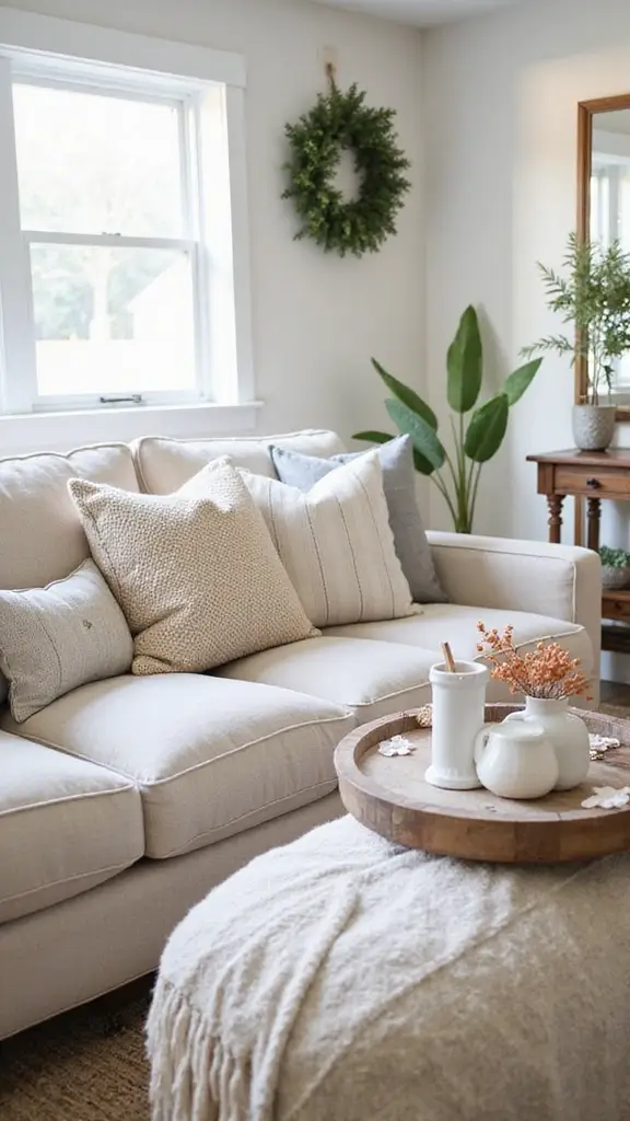 50 Home Decor Ideas Living Room Farmhouse Charm You’ll Adore - 26. Cozy Throw Pillows