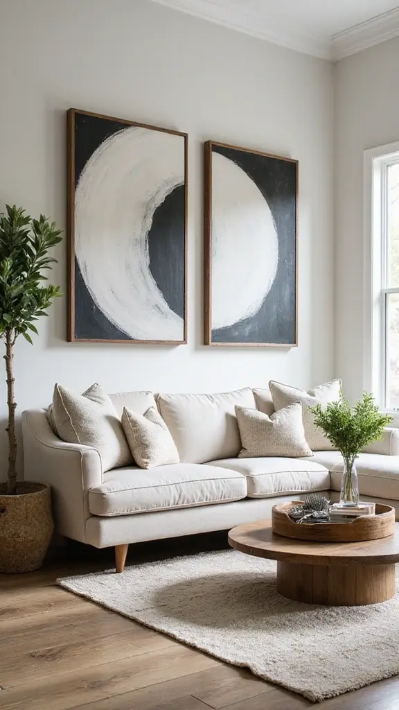 50 Home Decor Ideas Living Room Farmhouse Charm You’ll Adore - 31. Large-Scale Art
