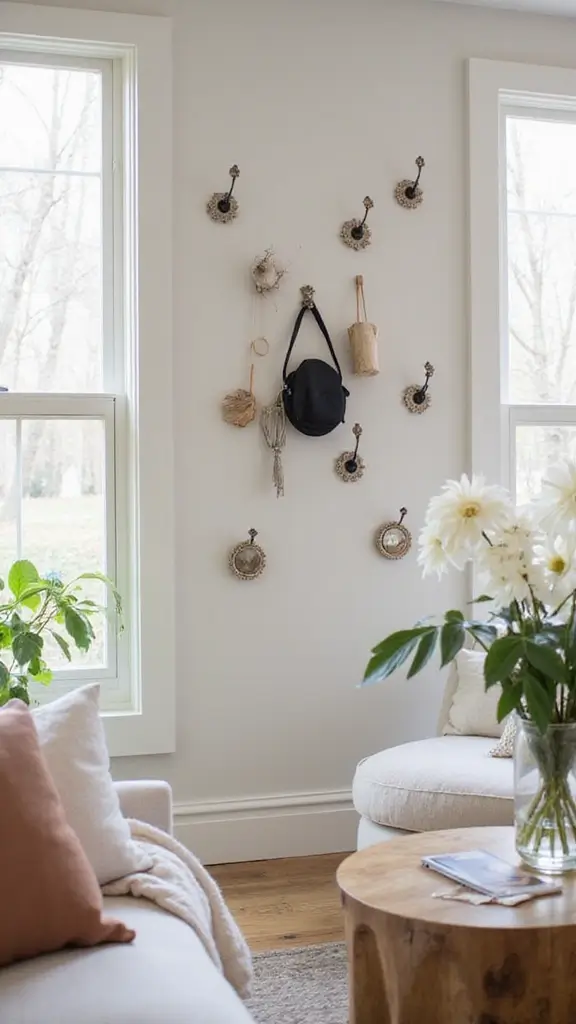 50 Home Decor Ideas Living Room Farmhouse Charm You’ll Adore - 39. Customized Wall Hooks