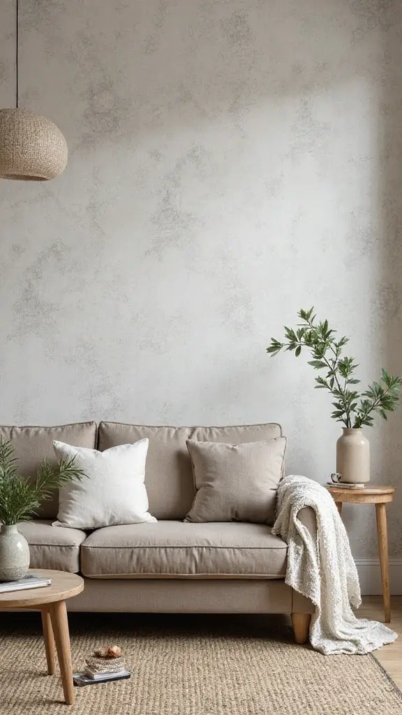 50 Home Decor Ideas Living Room Farmhouse Charm You’ll Adore - 40. Textured Wallpaper