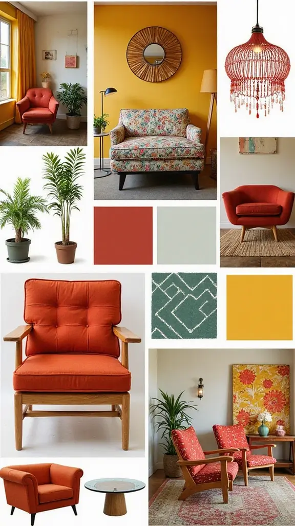 50 Interior Design Mood Board Inspiration That Sparks Creativity - 13. Retro Revival