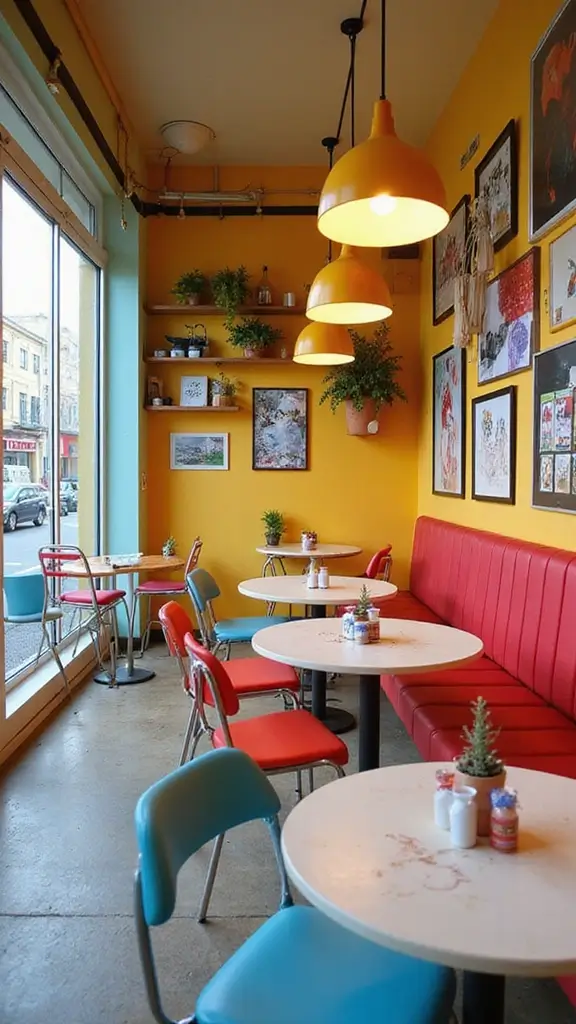 50 Modern Cafe Interior Design Ideas That Attract Customers - 14. Playful Colors to Energize