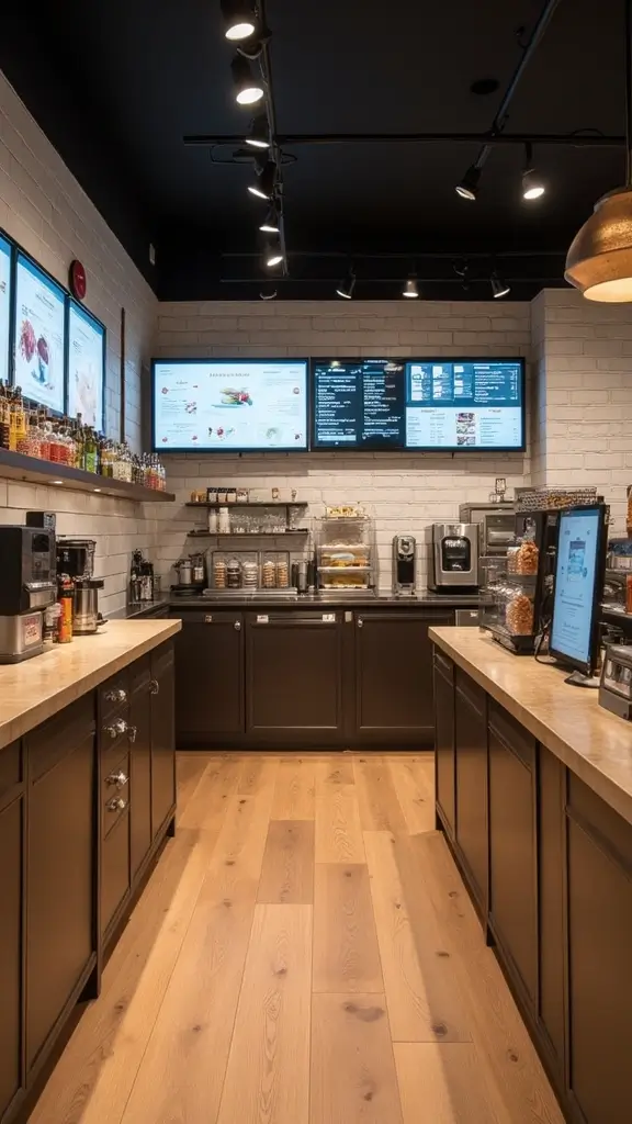 50 Modern Cafe Interior Design Ideas That Attract Customers - 16. Smart Technology Integration