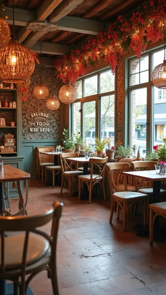 50 Modern Cafe Interior Design Ideas That Attract Customers - 17. Seasonal Themes for Refreshing Ambiance