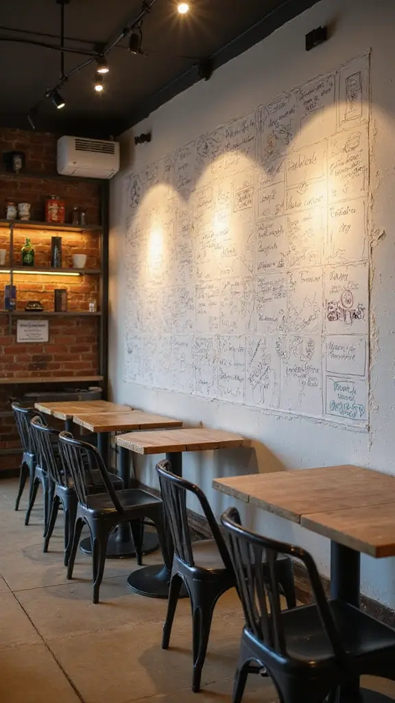 50 Modern Cafe Interior Design Ideas That Attract Customers - 26. Interactive Walls
