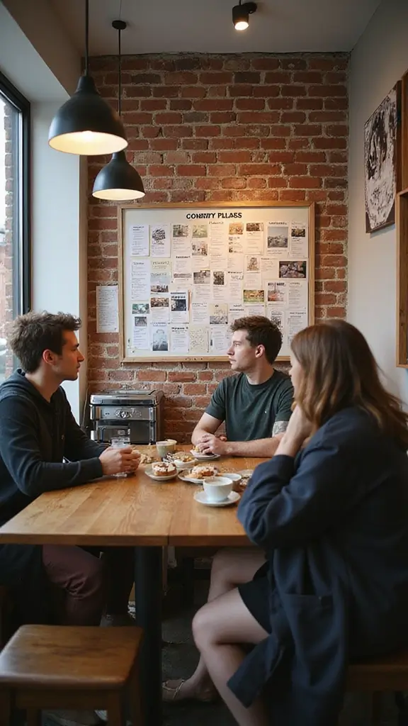 50 Modern Cafe Interior Design Ideas That Attract Customers - 39. Engaging Community Boards