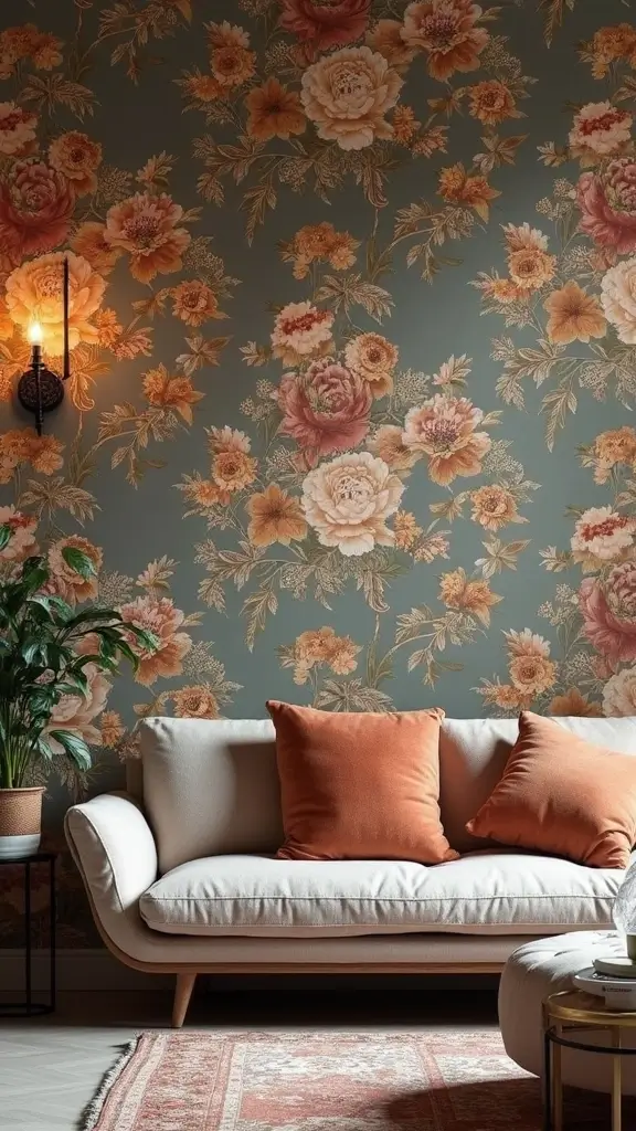 50 Modern Victorian Living Room Ideas That Mix Old & New - 1. Bold Wallpaper with Modern Accents
