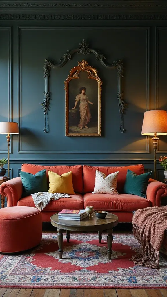 50 Modern Victorian Living Room Ideas That Mix Old & New - 17. Unexpected Color Pops