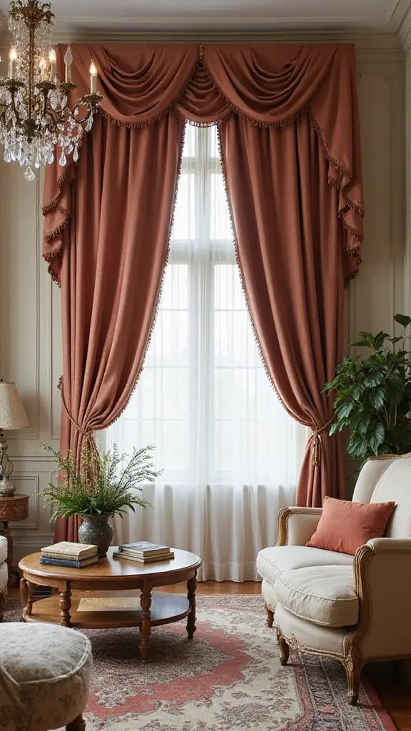 50 Modern Victorian Living Room Ideas That Mix Old & New - 34. Elegant Drapery Designs