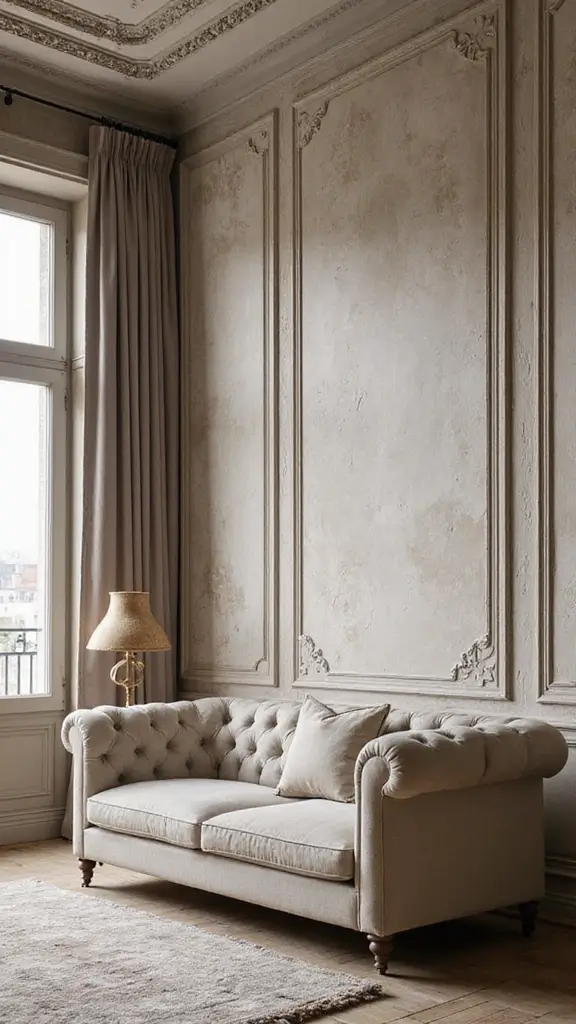 50 Modern Victorian Living Room Ideas That Mix Old & New - 38. Textured Walls for Depth