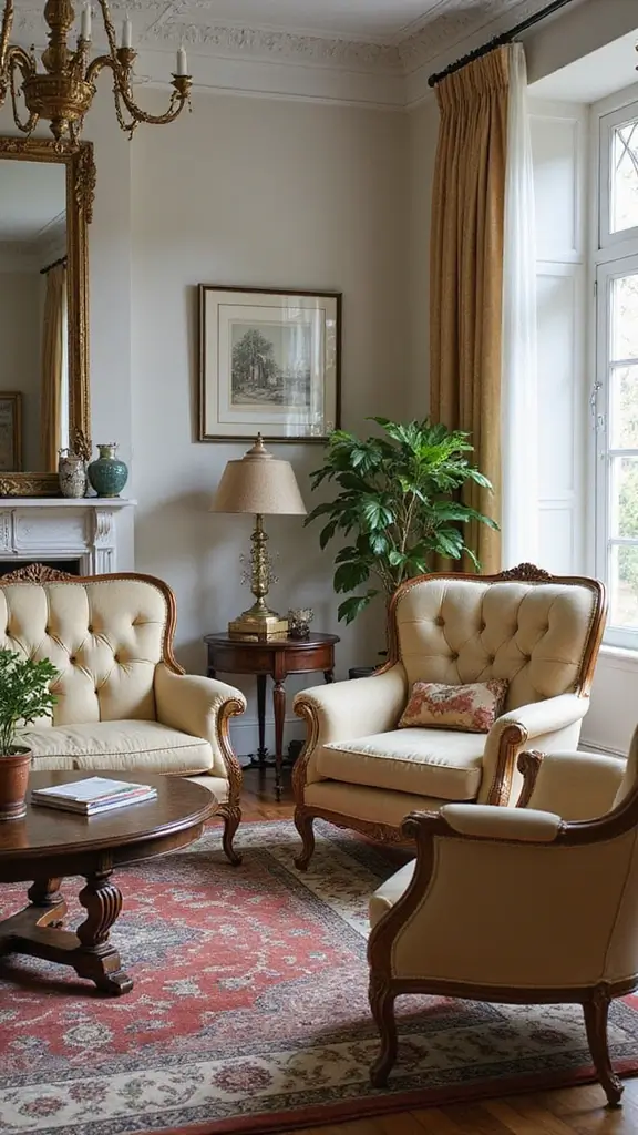 50 Modern Victorian Living Room Ideas That Mix Old & New - 4. Vintage Furniture Finds