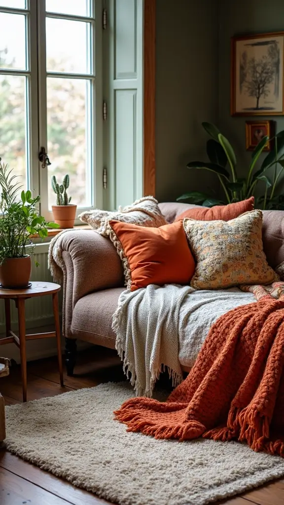 50 Modern Victorian Living Room Ideas That Mix Old & New - 5. Layered Textiles for Comfort