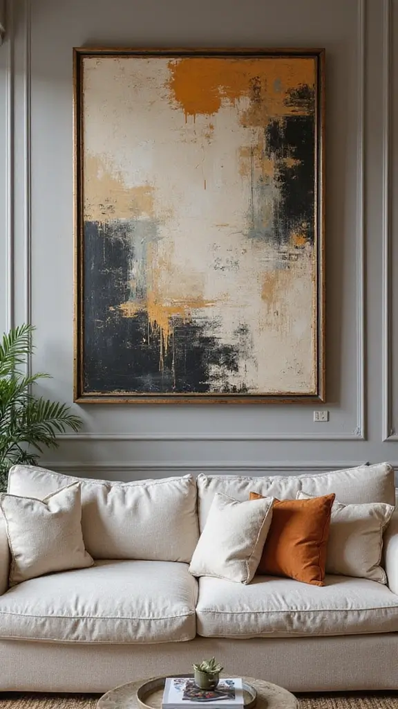 50 Modern Victorian Living Room Ideas That Mix Old & New - 6. Modern Art Meets Vintage Decor