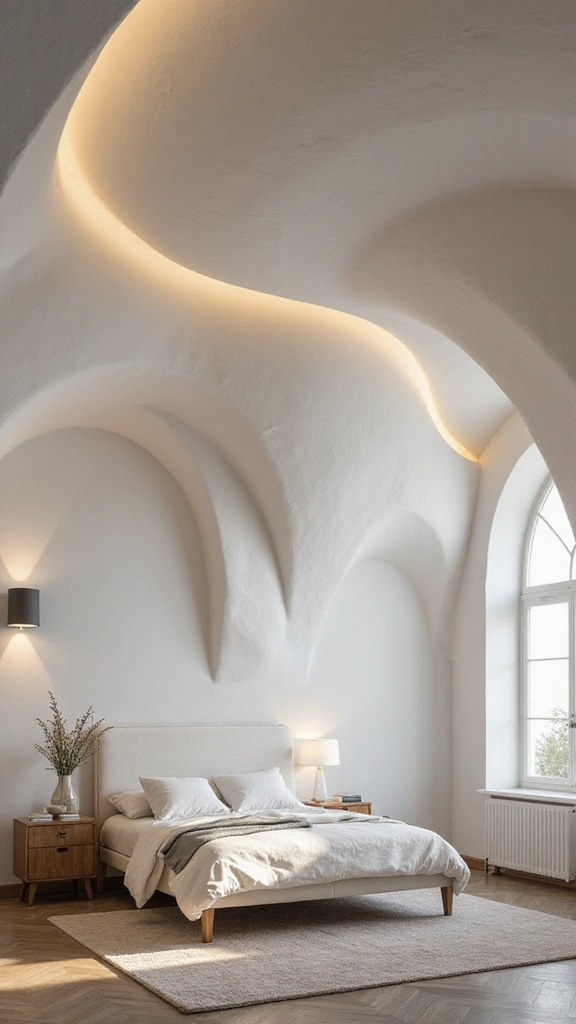 50 Simple False Ceiling Design for Bedroom Looks That Add Depth - 12. Artistic Plaster Designs