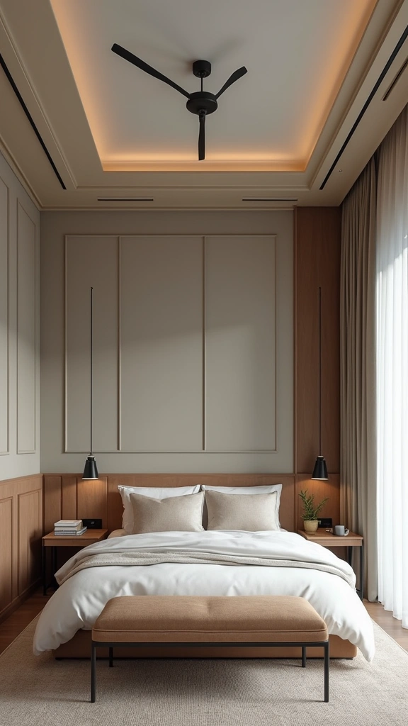 50 Simple False Ceiling Design for Bedroom Looks That Add Depth - 21. Subtle Two-Tone Ceilings
