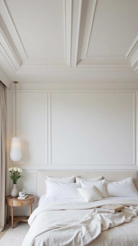 50 Simple False Ceiling Design for Bedroom Looks That Add Depth - 31. Ceiling with Classic Panels