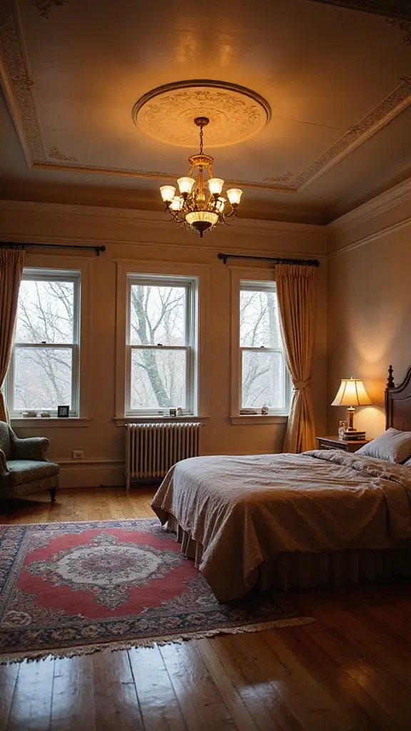 50 Simple False Ceiling Design for Bedroom Looks That Add Depth - 44. Ceiling with Vintage Lighting