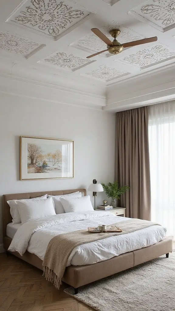 50 Simple False Ceiling Design for Bedroom Looks That Add Depth - 45. Simple Stencil Designs