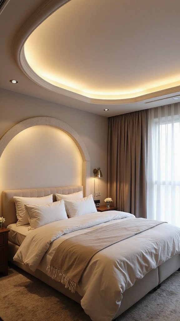 50 Simple False Ceiling Design for Bedroom Looks That Add Depth - 5. Soft Curves and Arches