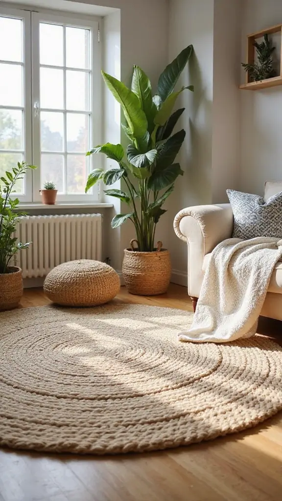 50 Spring Decorating Ideas for the Home That Brighten Every Room - 39. Add Texture with Natural Fiber Rugs