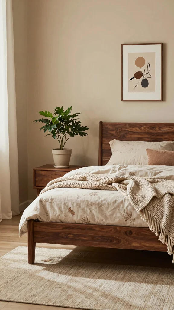 16 Beige Bedroom with Dark Wood Furniture Ideas to Transform Your Space - 1. Embrace Earthy Tones 1
