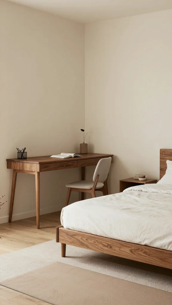 16 Beige Bedroom with Dark Wood Furniture Ideas to Transform Your Space - 13. Consider Multi-Purpose Spaces 1