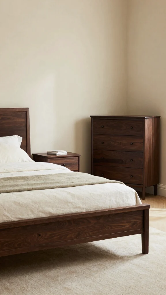 16 Beige Bedroom with Dark Wood Furniture Ideas to Transform Your Space - 15. Invest in Quality Furniture 1